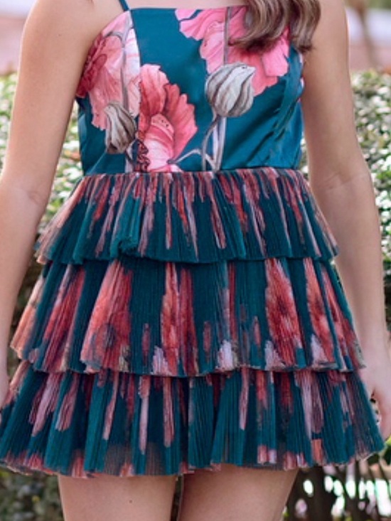 Hutch Dresses & Skirts - Hutch Teal & Pink Floral Tiered Mini Dress
